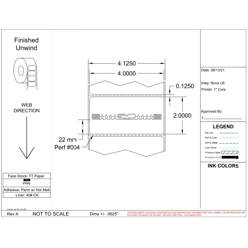4" X 2” RFID LABEL - 1" CORE