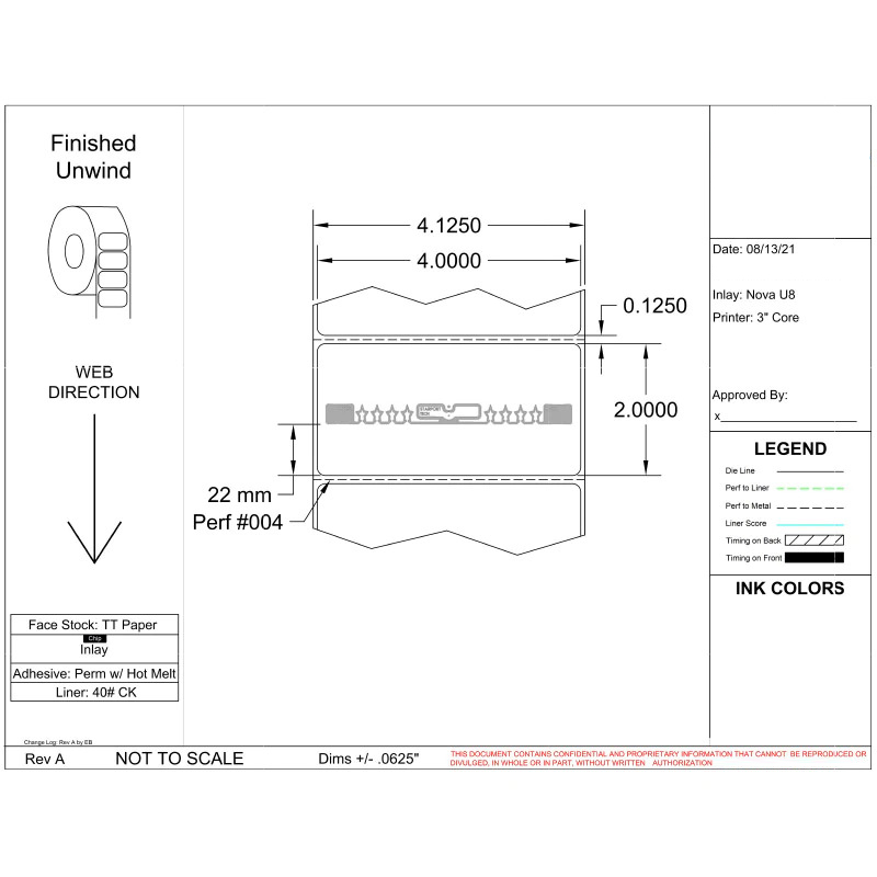 4" X 2" RFID LABEL - 3” CORE